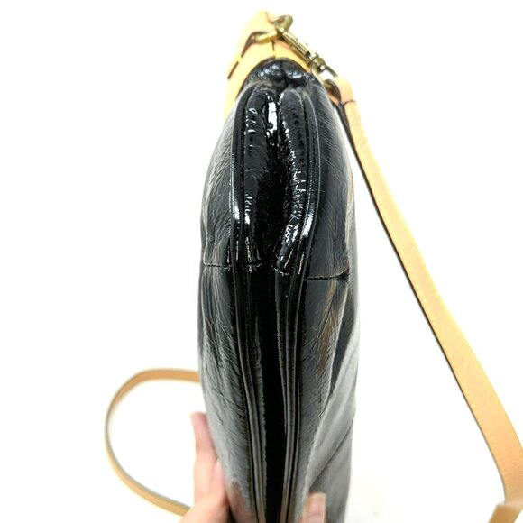 Etienne Privee Purse Bag Black Tan Satchel Leather Top Handle Strap - Picture 9 of 12